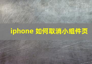 iphone 如何取消小组件页